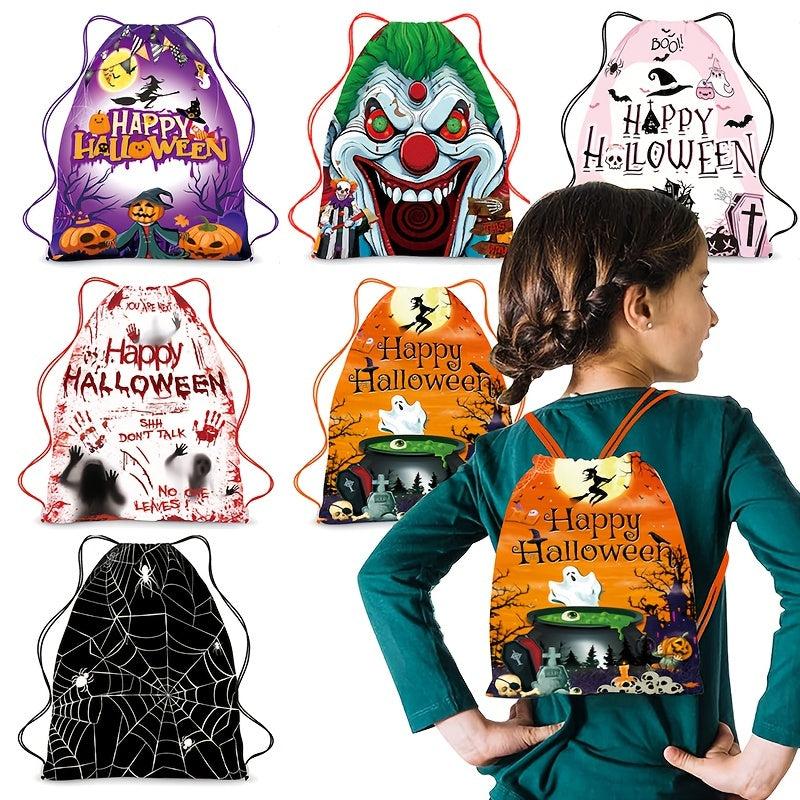 Halloween Pattern Drawstring Backpack Horror Gym Bag
