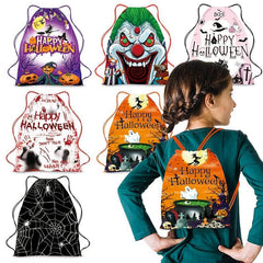 Halloween Pattern Drawstring Backpack Horror Gym Bag