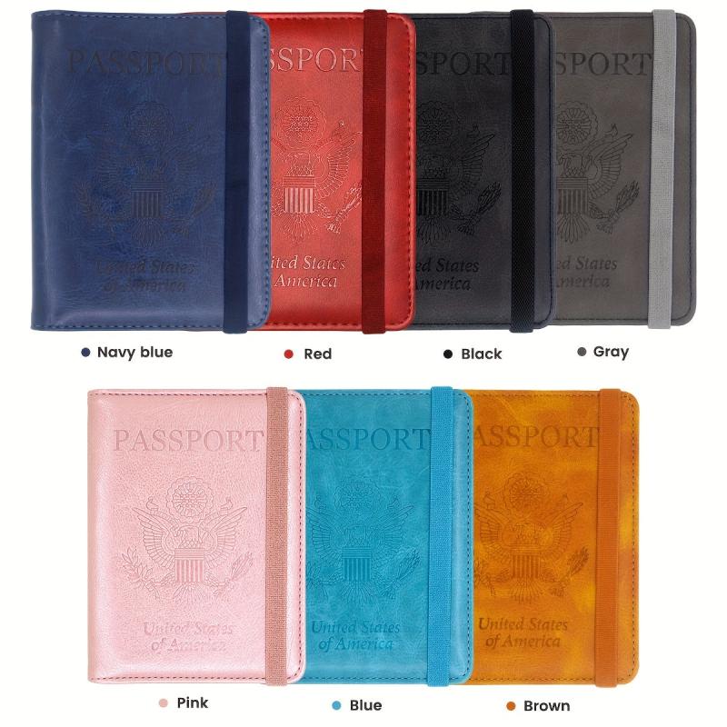 RFID Blocking Passport Holder with ID Card Slot and Pen - PU Leather
