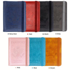 RFID Blocking Passport Holder with ID Card Slot and Pen - PU Leather