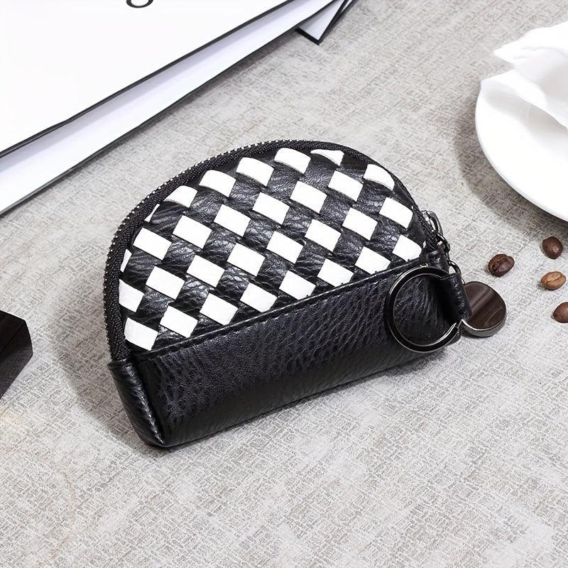 Small PU Leather Wallet Mini Zipper Coin Purse ID Card Pocket