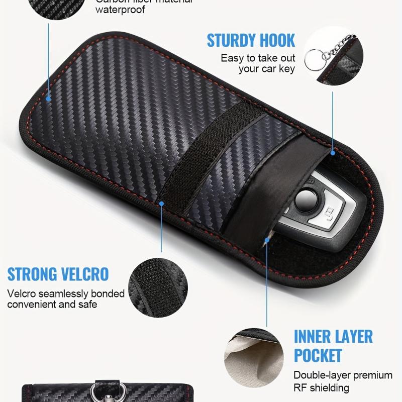 Carbon Fiber PU Leather Card Holder RFID Blocking Key Bag