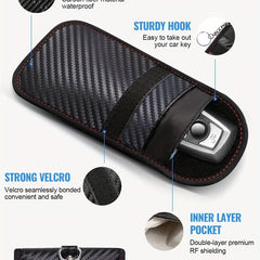 Carbon Fiber PU Leather Card Holder RFID Blocking Key Bag