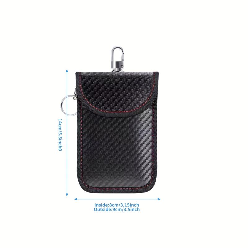 Carbon Fiber PU Leather Card Holder RFID Blocking Key Bag