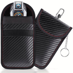 Carbon Fiber PU Leather Card Holder RFID Blocking Key Bag