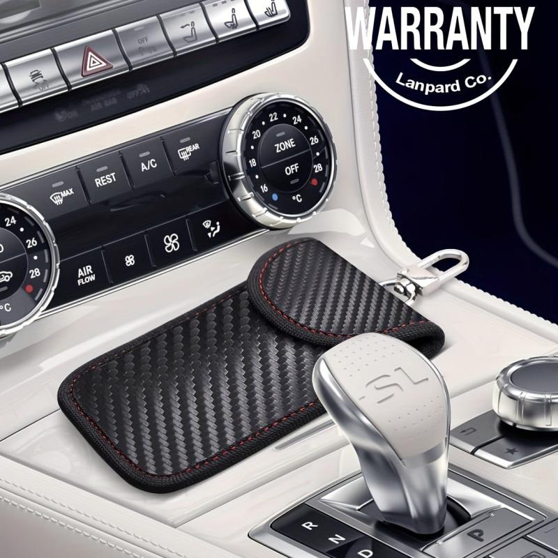 Carbon Fiber PU Leather Card Holder RFID Blocking Key Bag