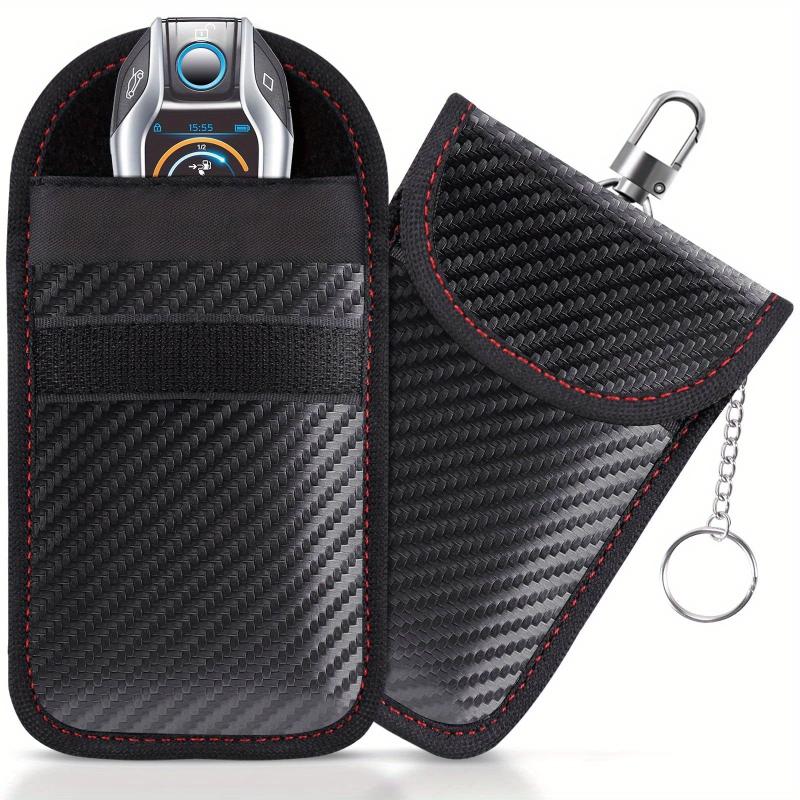 Carbon Fiber PU Leather Card Holder RFID Blocking Key Bag