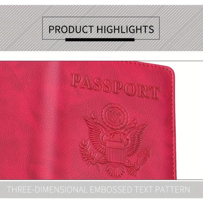 Red Lychee Grain Passport Holder Embossed PU Air Ticket Case