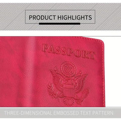 Red Lychee Grain Passport Holder Embossed PU Air Ticket Case