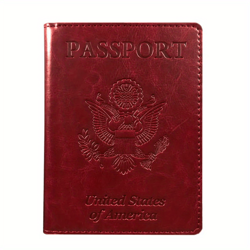 Red Lychee Grain Passport Holder Embossed PU Air Ticket Case