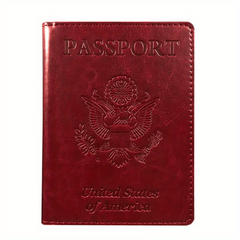 Red Lychee Grain Passport Holder Embossed PU Air Ticket Case