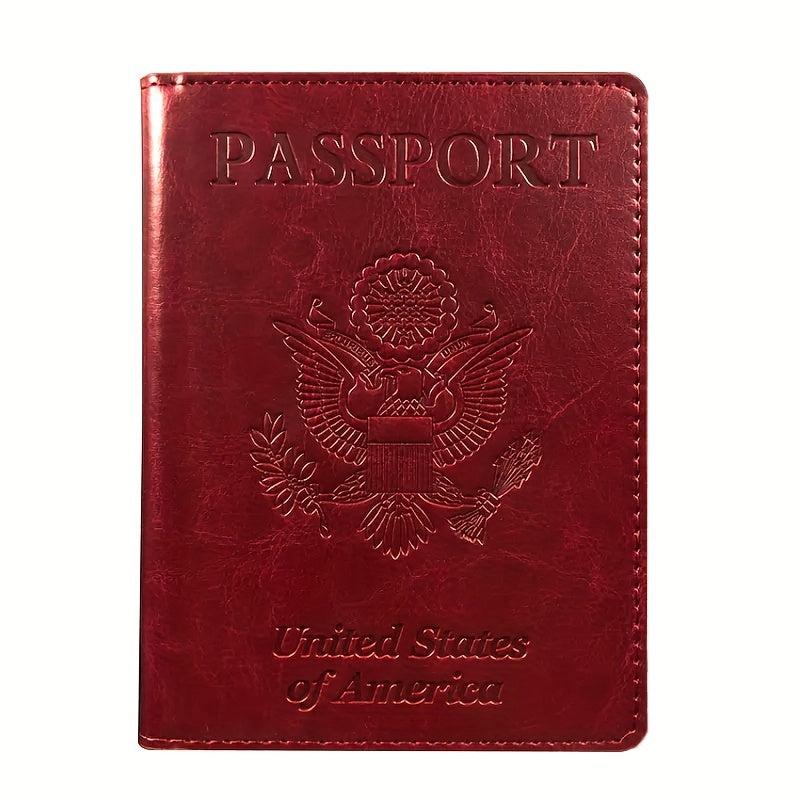 Red Lychee Grain Passport Holder Embossed PU Air Ticket Case