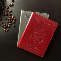 Red Lychee Grain Passport Holder Embossed PU Air Ticket Case
