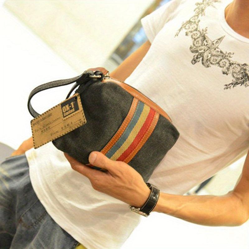 Canvas Clutch Men Women Casual Clutch Passport Bag Mobile Phone Bag
