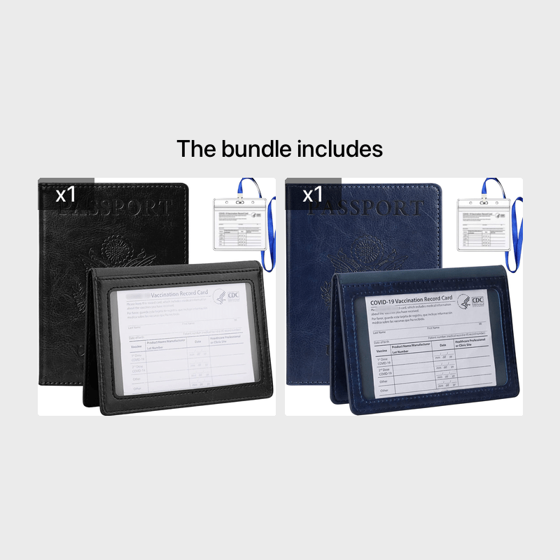 Passport Holder & Vaccine Card Holder Combo | PU Leather Cover