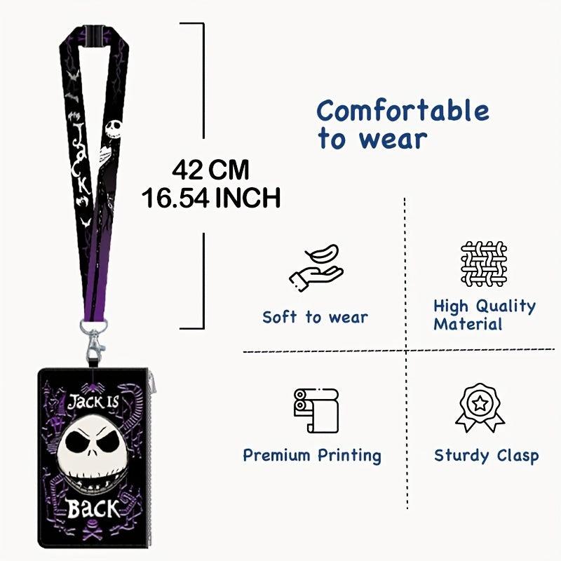 Ghost Skull Lanyard & Passport Holder ID Coin Pouch