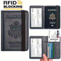 RFID Blocking Passport Case PU Leather Travel Holder