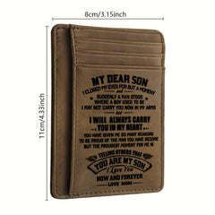 Vintage Leather Wallet Card Coin Holder for Son