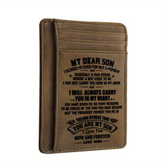 Vintage Leather Wallet Card Coin Holder for Son