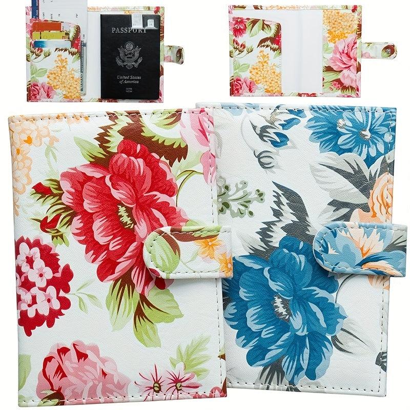 Floral PU Leather Passport Holder - Multifunctional Document Bag