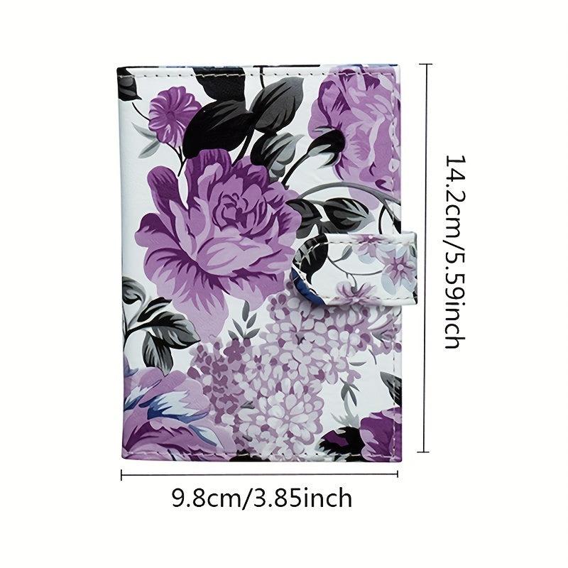 Floral PU Leather Passport Holder - Multifunctional Document Bag
