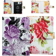 Floral PU Leather Passport Holder - Multifunctional Document Bag