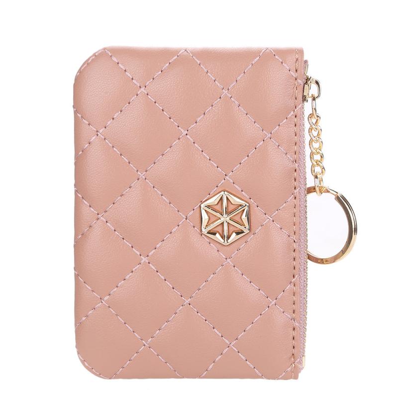 Plaid Zipper Coin Purse Embroidered Small Clutch Bag