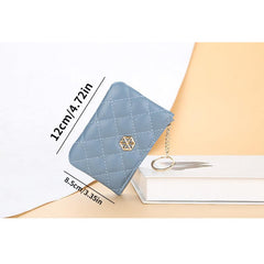 Plaid Zipper Coin Purse Embroidered Small Clutch Bag