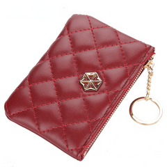 Plaid Zipper Coin Purse Embroidered Small Clutch Bag