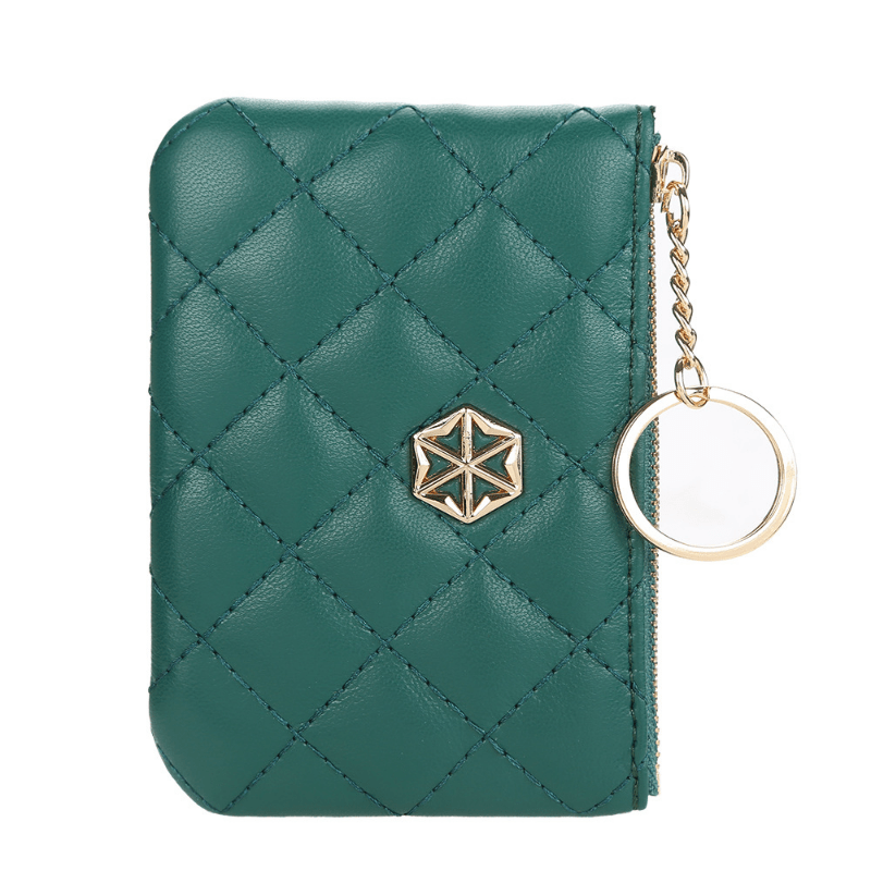Plaid Zipper Coin Purse Embroidered Small Clutch Bag