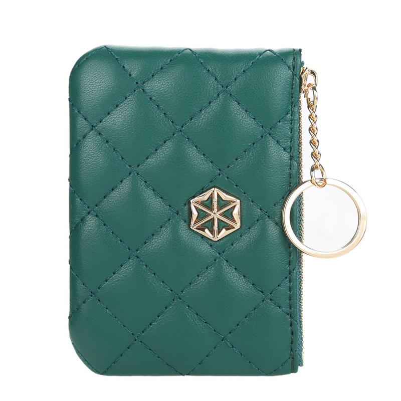 Plaid Zipper Coin Purse Embroidered Small Clutch Bag