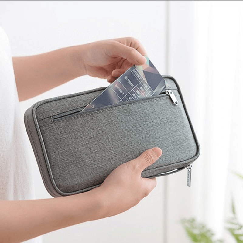 Canvas Travel Wallet & Passport Holder with Zipper