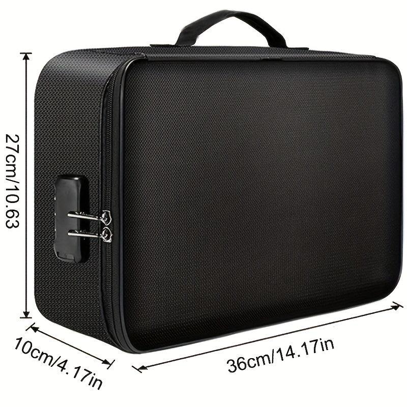 Document Bag w/ Lock 3 Layer File Water Resistant Zipper Storage Case