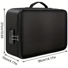 Document Bag w/ Lock 3 Layer File Water Resistant Zipper Storage Case