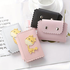 Mini Leather Keychain Giraffe Pattern Key Storage Bag Wallet