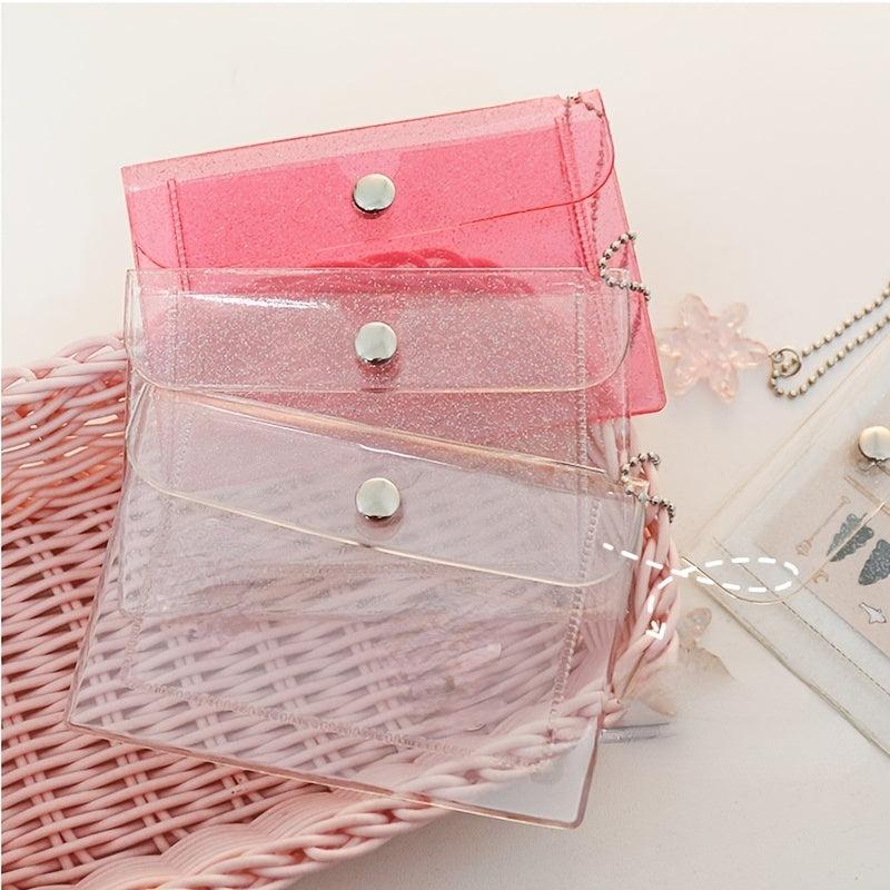 Small Transparent Coin Purse Wallet Button Card Bag