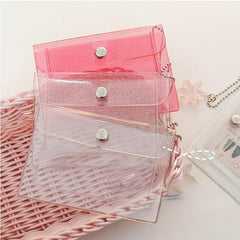 Small Transparent Coin Purse Wallet Button Card Bag