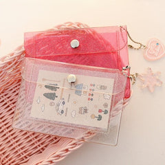 Small Transparent Coin Purse Wallet Button Card Bag