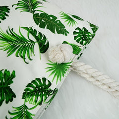Leaf Pattern Canvas Tote Bag Large Capacity Lightweight Shoulder Bag