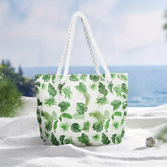 Leaf Pattern Canvas Tote Bag Large Capacity Lightweight Shoulder Bag