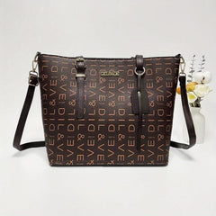 Letter Print Tote Bag Shoulder Handbag for Women