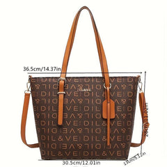 Letter Print Tote Bag Shoulder Handbag for Women