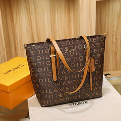 Letter Print Tote Bag Shoulder Handbag for Women