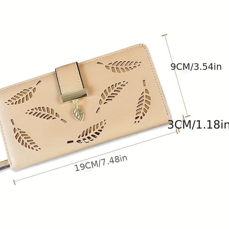 Hollow Leaves Long Wallet Clutch Coin Purse Credit Card Holder