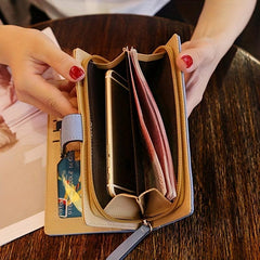 Hollow Leaves Long Wallet Clutch Coin Purse Credit Card Holder