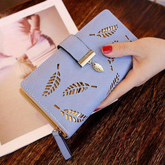 Hollow Leaves Long Wallet Clutch Coin Purse Credit Card Holder