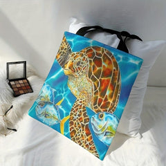 Ocean Turtle Pattern Canvas Tote Bag Travel Shoulder Beach Grocery Shopping