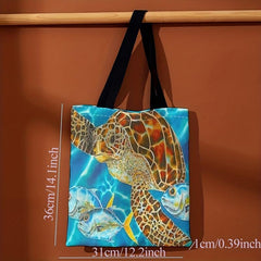 Ocean Turtle Pattern Canvas Tote Bag Travel Shoulder Beach Grocery Shopping