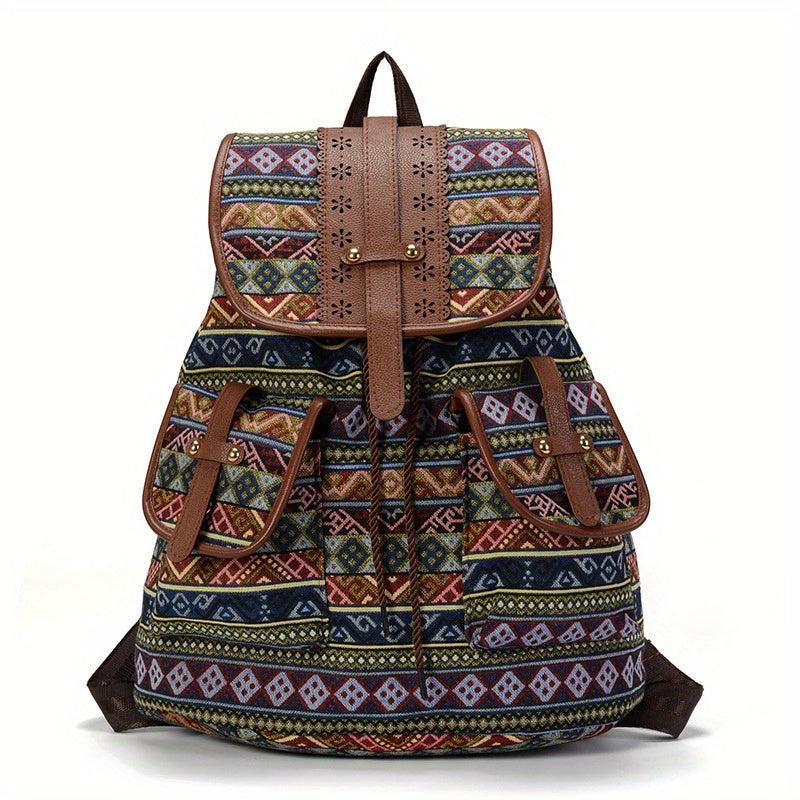 Ethnic Style Retro Canvas Backpack Outdoor Travel Backpack
