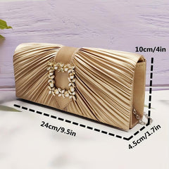 Glitter Rhinestone Clutch Wallet Evening Bag with Buckle